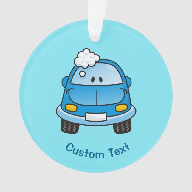 Auto azul con ornamento de burbujas (Anverso)