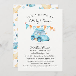 Auto Azul De Baby Shower Invitación Boy