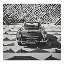 Auto clásico: negrita, colorido arte de lienzo