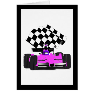 Auto de carreras Girly Pink con bandera verificada