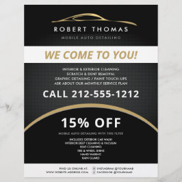 Auto Detailing negro y oro, volante de lavado de c