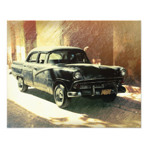 Auto estadounidense en La Habana, Cuba foto impres