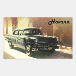 Auto estadounidense en La Habana vieja, pegatina d