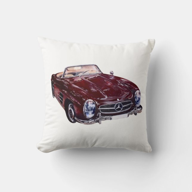 Auto retro burdeos blanco de almohada (Anverso)