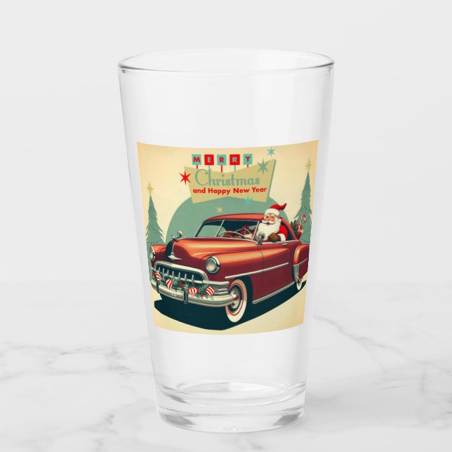 Auto rojo vintage y Santa (Anverso)
