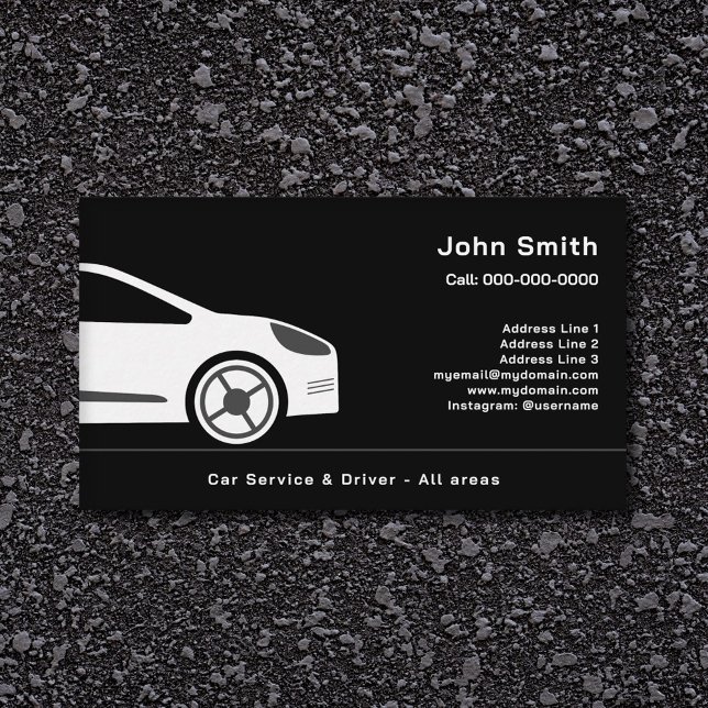Auto-venta o controlador de coche tarjeta de visit (Auto Sales or Car Driver Black Business Card)