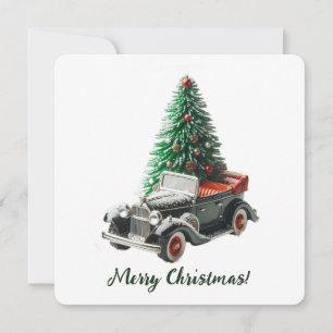 Auto vintage con árbol de Navidad