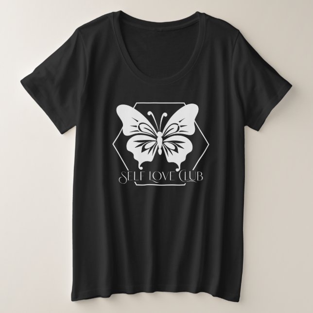 Autoamor Club inspirador mariposa camiseta (Anverso del diseño)