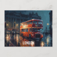 Autobús de la Ciudad Roja en la postal de Londres