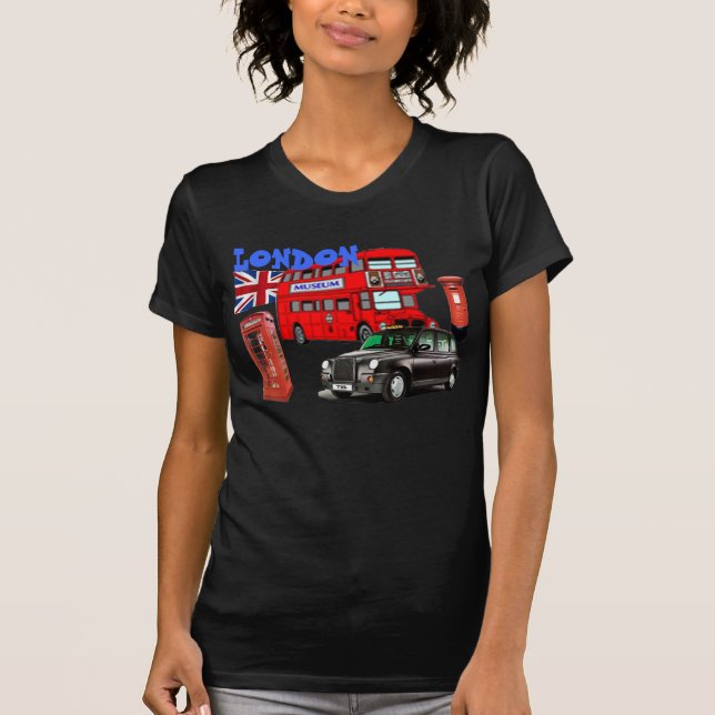autobús de Londres e iconos rojos de la camiseta (Anverso)