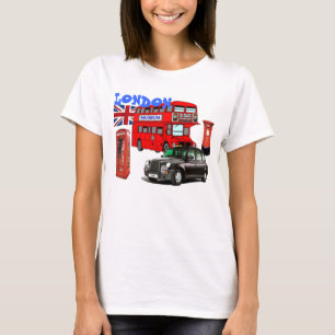 autobús de Londres y camiseta rojos de los iconos