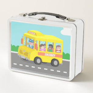 Autobús Escolar Amarillo Con Niños Felices Persona