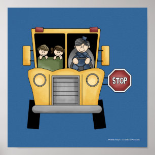 Autobús escolar con impresión para niños y conduct