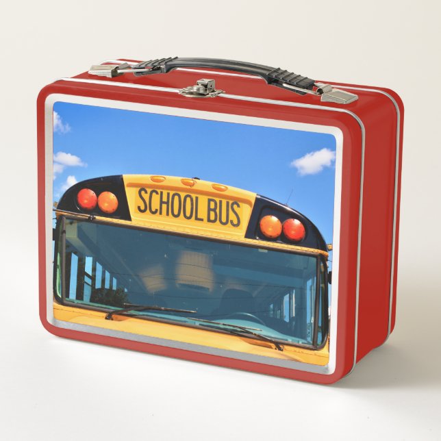 Autobús escolar con luz ámbar y roja (Anverso)
