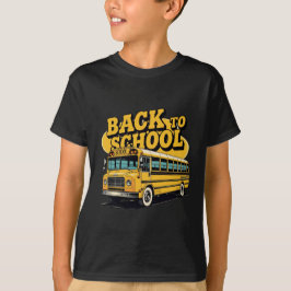 Autobús escolar retro de vuelta a la camiseta de l