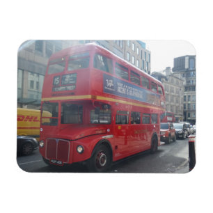 Autobús rojo viejo Londres 3" de la ciudad" imán