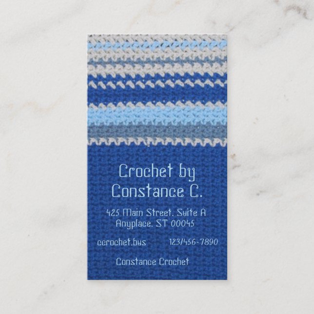 Autobús. Tarjeta - Crochet de franja azul y blanca (Anverso)