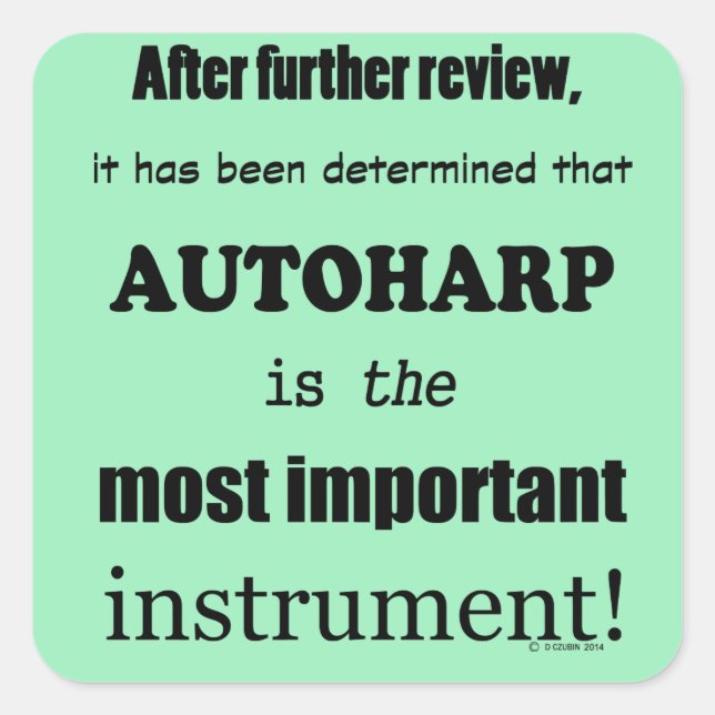 Autoharp Pegatina de cuadrado de instrumentos más  (Anverso)