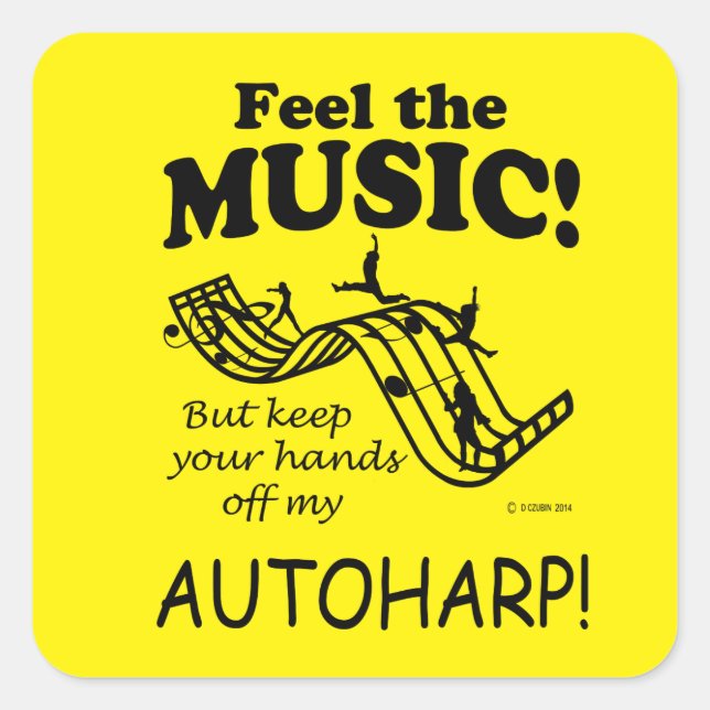 Autoharp Siente Al Pegatina De Music Square (Anverso)