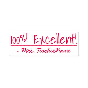 Automático "100%! Excelente!" + Sello de goma de nombre de pr