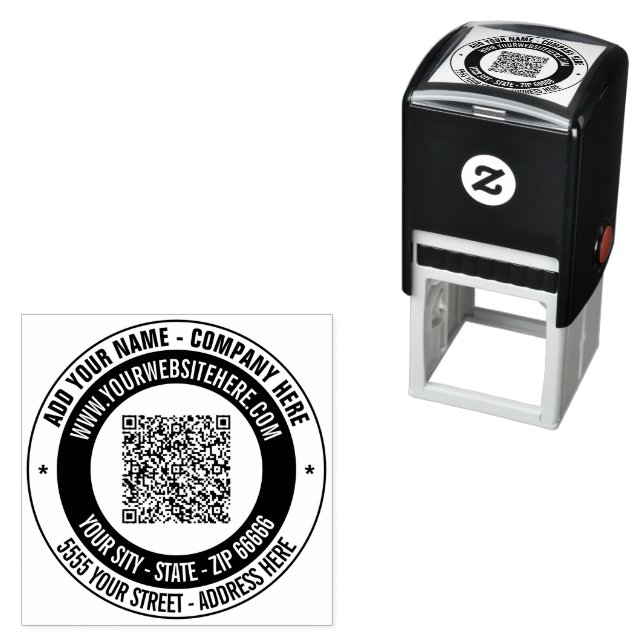 Automático Código QR Su Nombre Devolver Dirección Sello Redon (In Situ)