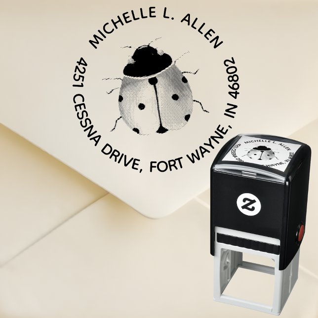 Automático Crear Sello Redondo de Dirección de Devolución de  (Stamp it Cute, Send it Sweet! 🐞✉️)