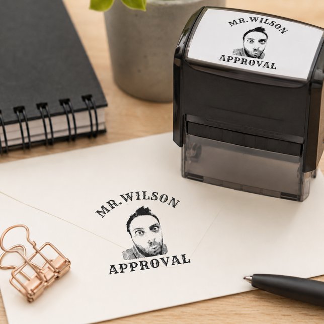 Automático Crear una cara divertida personalizada Sello de ap (Create A Custom Funny Face Teacher Approval Rubber Self-inking Stamp)