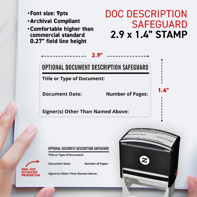 Automático Descripción del documento de notaría Sello de salv (Notary Document Description Safeguard small self-inking stamp anti-fraud protection mobile tools.)