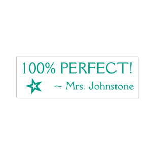 Automático Divertido "¡100% PERFECTO!" Sello de goma del edu