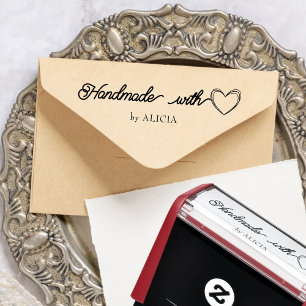 Automático Fabricado a mano con amor Sello de goma personaliz