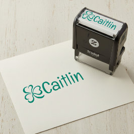 Automático Firma de trébol con nombre Sello de goma pre entin