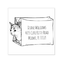 Gato Antiguo Adorable en Bolsa Sello de Dirección 
