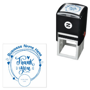 Automático Gracias Sello con el nombre comercial y el logotip
