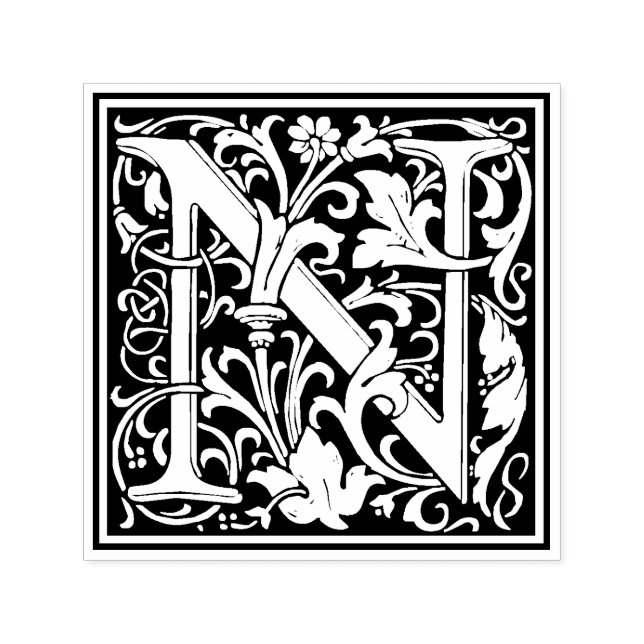 Automático Letra William Morris N sello floral victoriano (Diseño)