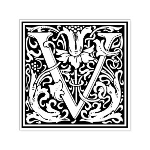 Automático Letra William Morris V sello floral victoriano
