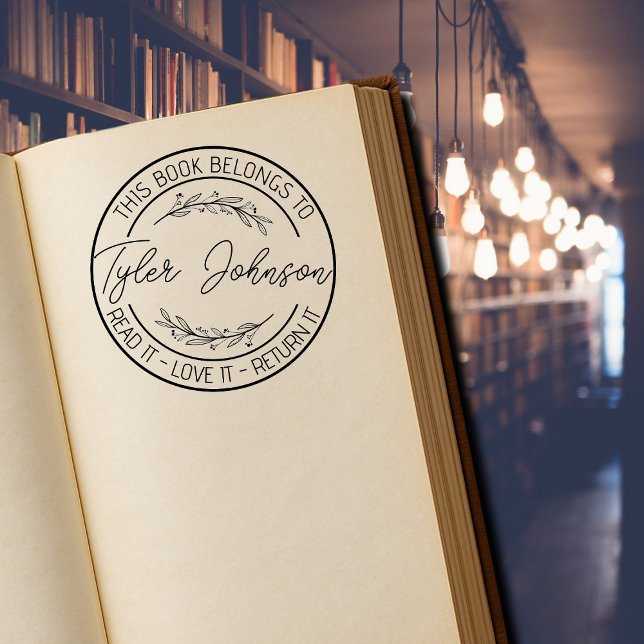 Automático Libro de biblioteca ex libris sello de libro flora (Subido por el creador)