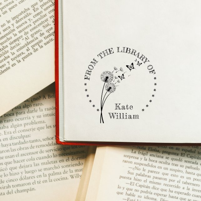 Automático Libro floral de diente de león Sello de la bibliot (Subido por el creador)