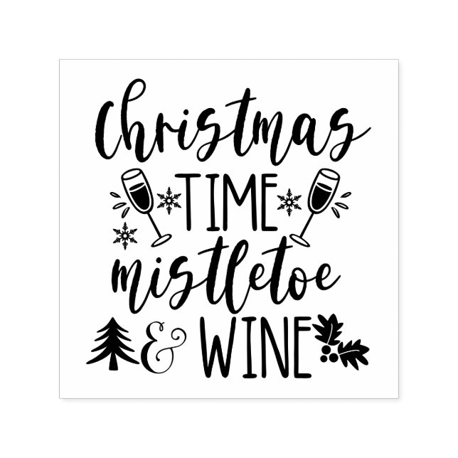 Automático Navidades tiempo Mistletoe & Wine Sello de autotin (Diseño)