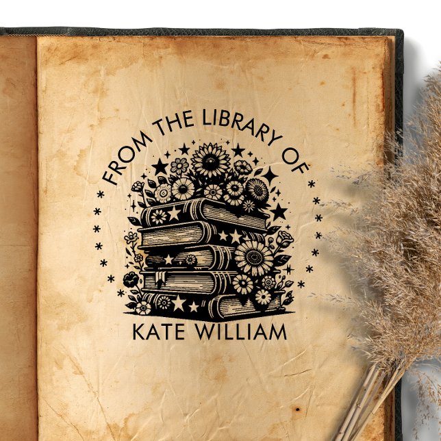 Automático Pila de libros florales De la biblioteca de sello  (Subido por el creador)