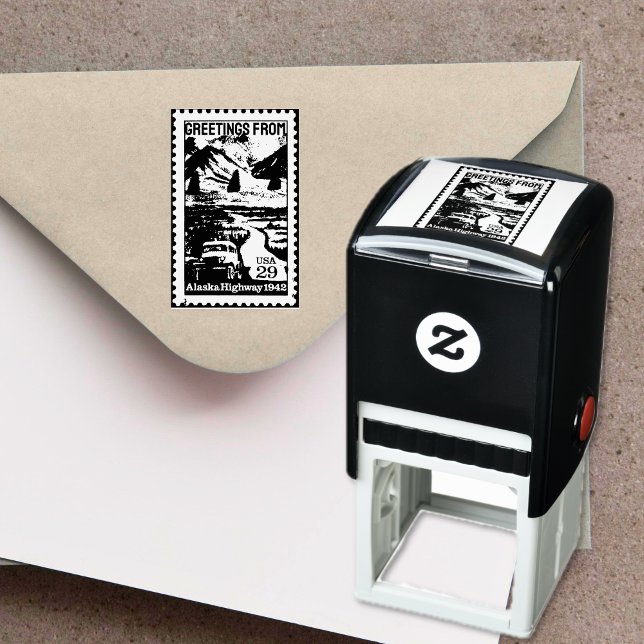 Automático Saludos desde el sello retro de Alaska (Greetings from Alaska Retro Stamp)