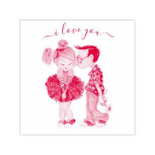 Automático Sello con pareja romántica - Amor - Te amo