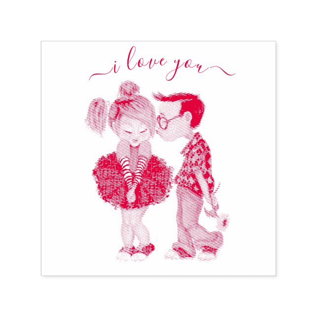 Automático Sello con pareja romántica - Amor - Te amo (Diseño)