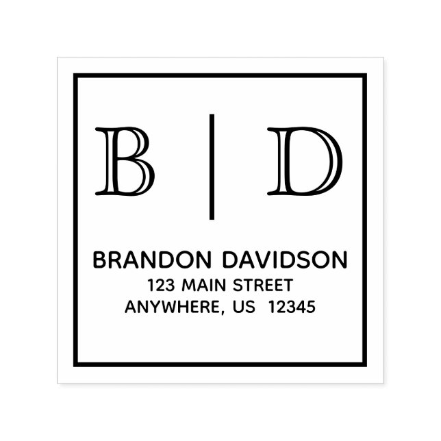 Automático Sello de autotinta de dos letras monograma (Diseño)