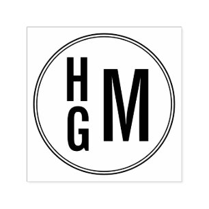 Automático Sello de autotinta de tres letras monograma