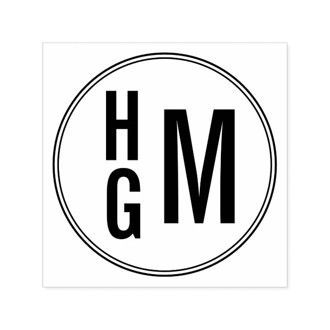 Automático Sello de autotinta de tres letras monograma (Diseño)