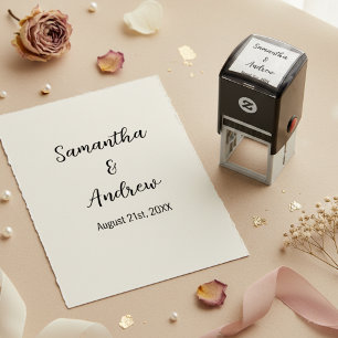 Automático Sello de Boda con Nombres de Novios y Fecha Person
