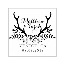 Automático Sello De Boda De Hípster Antlers, Guardar La Fecha