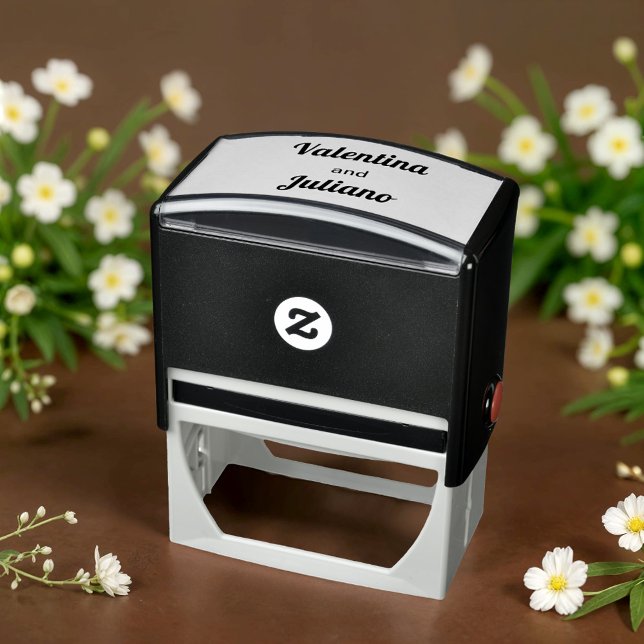 Automático Sello de Boda en Blanco y Negro (Typography style black and white wedding stamp)