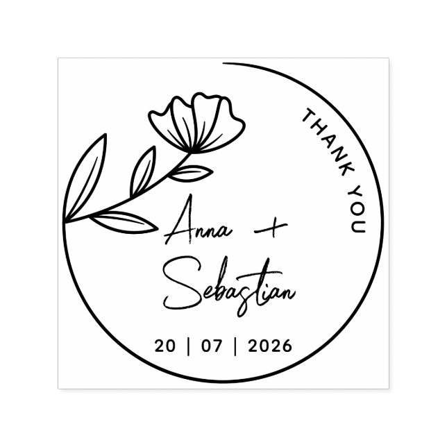 Automático Sello de boda floral personalizado (Diseño)