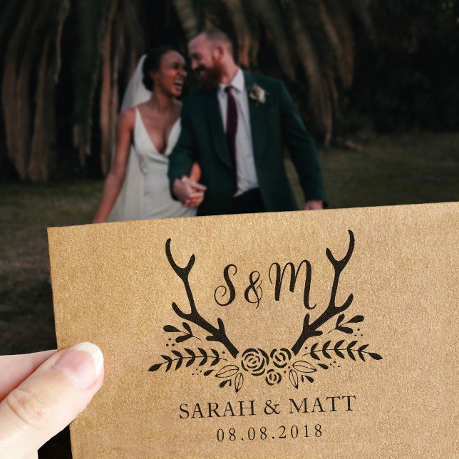 Automático Sello de bodas monograma, guardar la fecha de auto (Subido por el creador)